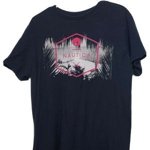 Nautica Men's SZ:M Navy Pink Graphic T-Shirt